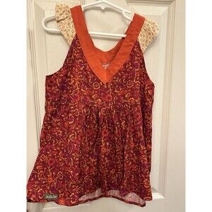 NWT Matilda Jane Beach Bonfire Girls Swing Tank Size 8 Orange Yellow Linen‎ New!